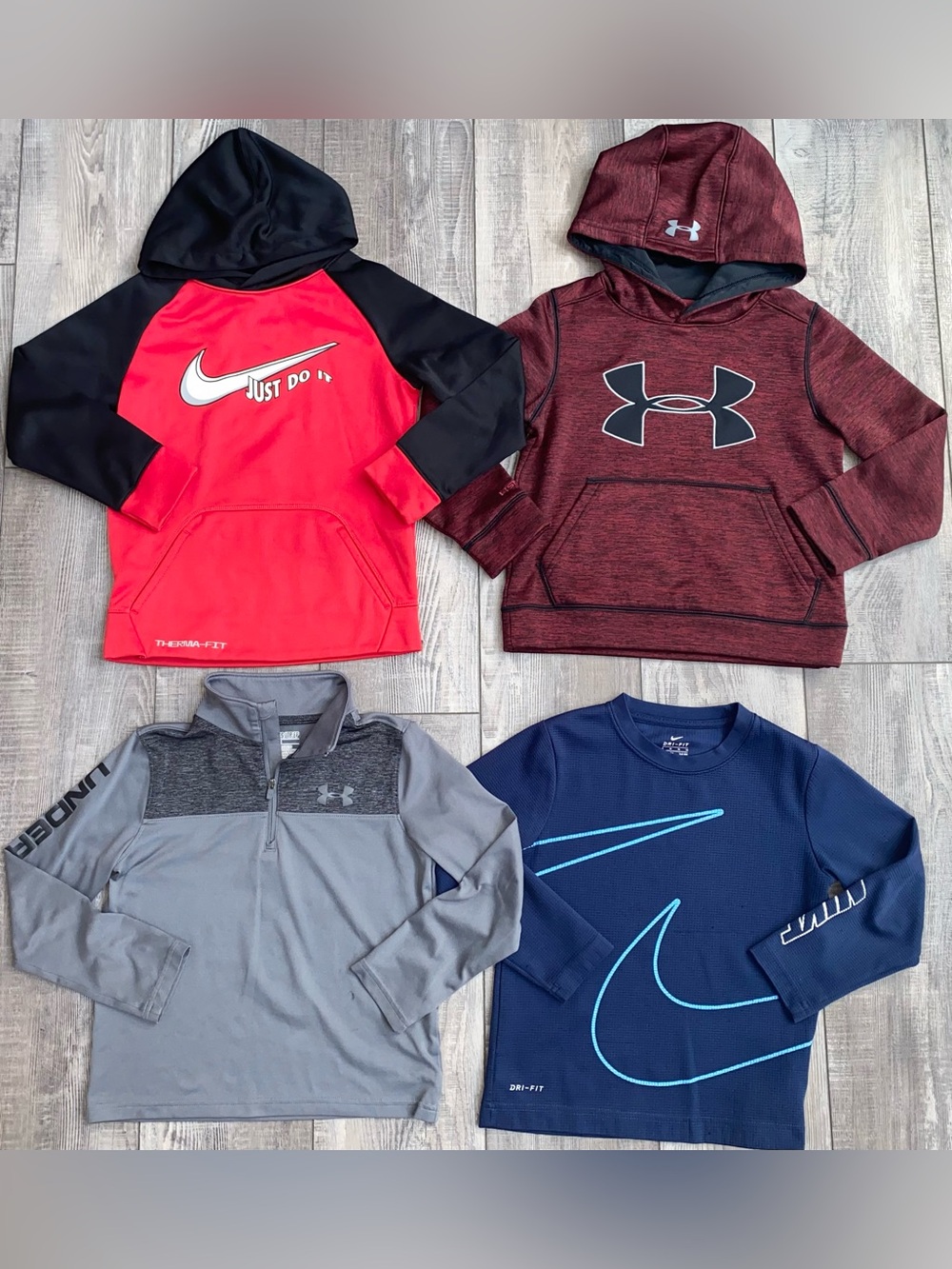 Nike Under Armour Blue Grey Hoodie Long Sleeve Clothing Bundle Lot Boys Size 6